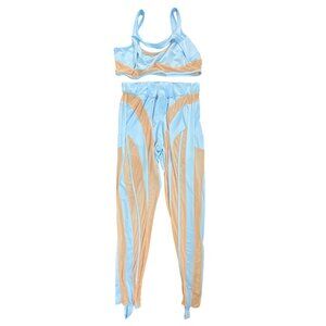 2‎ Piece Activewear Set XL Light Blue & Peach Sexy Bodycon Stretch Club Leggings
